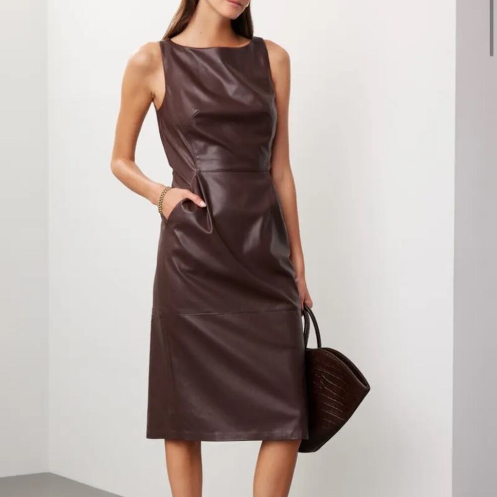 Adam Lippes Leather Sheath Dress Size 4